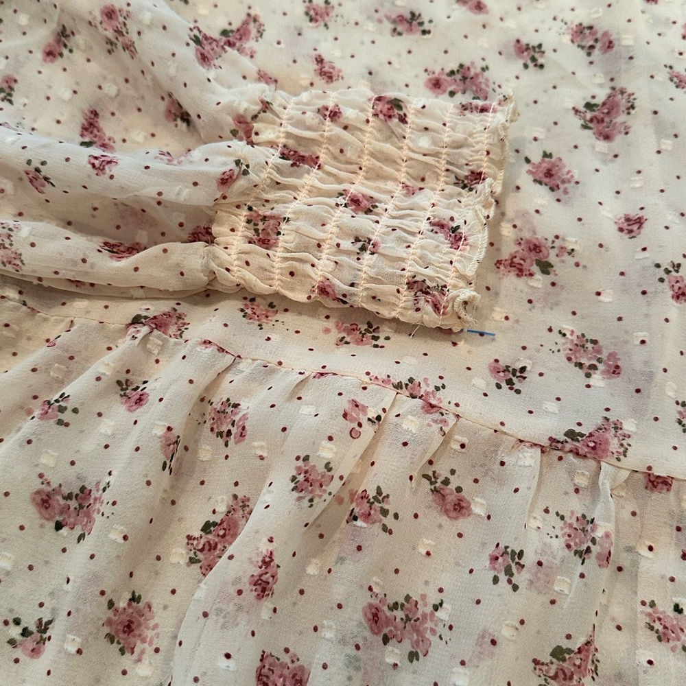 Mi Ami  Pink Chiffon Ruffled Blouse medium